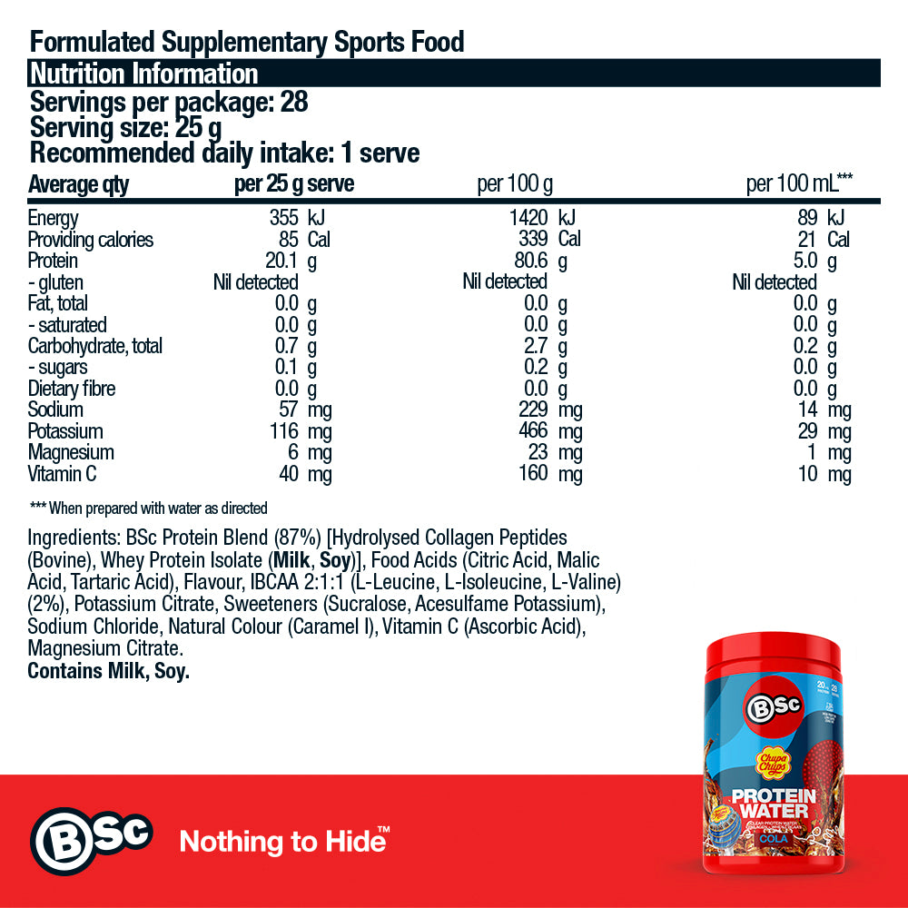 BSc x Chupa Chups Protein Water - Cola 700g