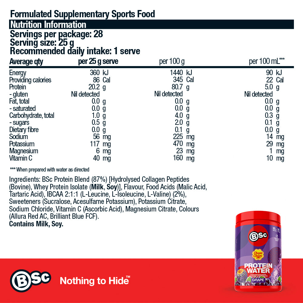 BSc x Chupa Chups Protein Water - Grape 700g