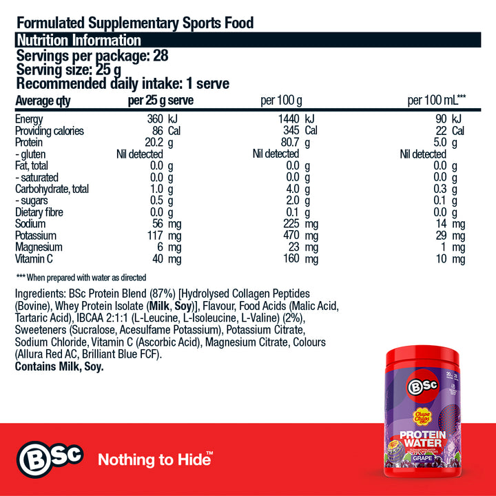 BSc x Chupa Chups Protein Water - Grape 700g
