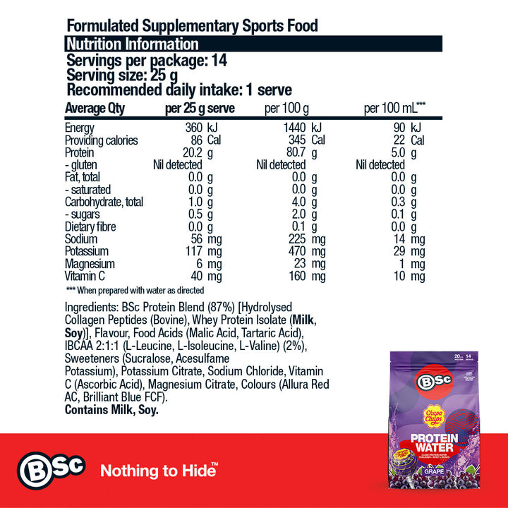 BSc x Chupa Chups Protein Water - Grape 350g