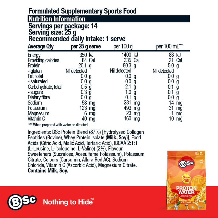 BSc x Chupa Chups Protein Water - Orange 350g