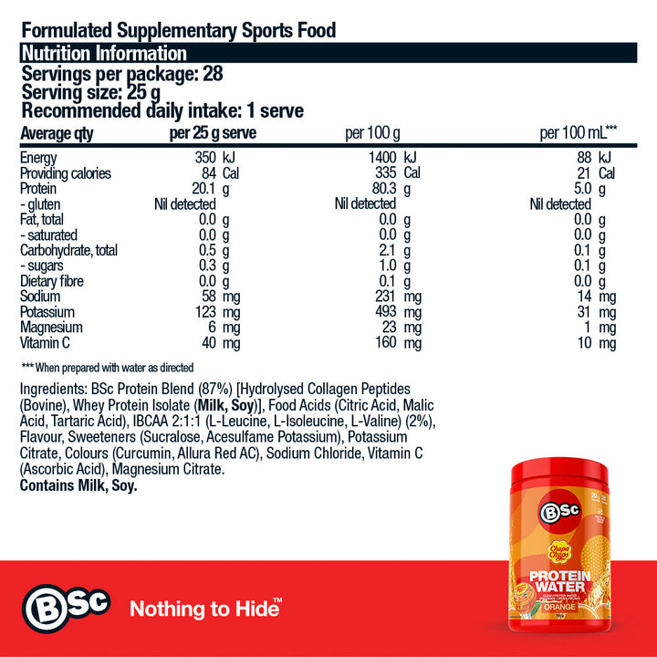 BSc x Chupa Chups Protein Water - Orange 700g