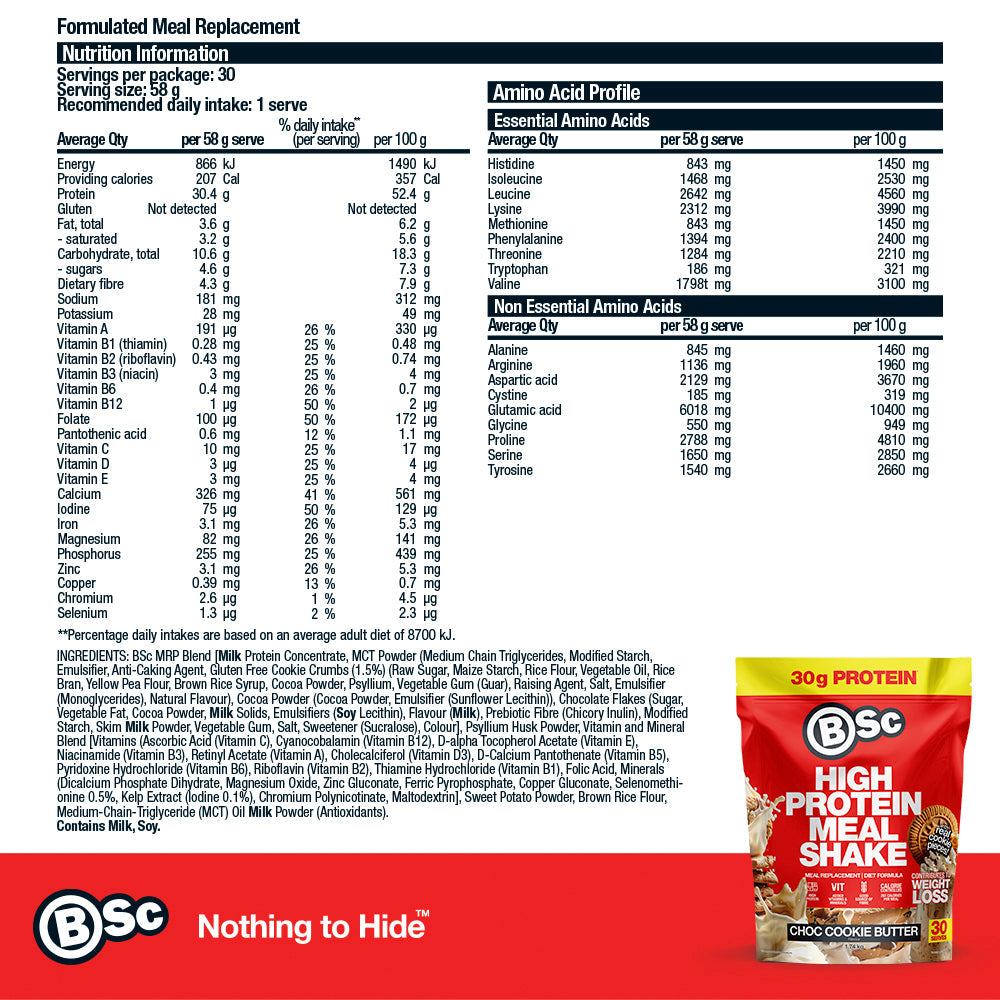 High Protein Meal Shake - Choc Cookie Butter 1.74kg